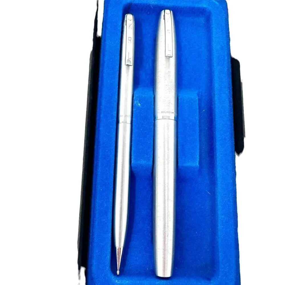Vintage Sheaffer Triumph 444 pen and pencil set White Dot Engraved‎